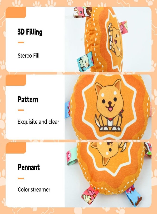 Qpets® Dog Toy 6.3'' Round Rattle Toy, Soft Plush Cartoon Squeaky Throw and Catch Toy for Cats and Dogs, Indoor Outdoor Pet Toy - Image 3